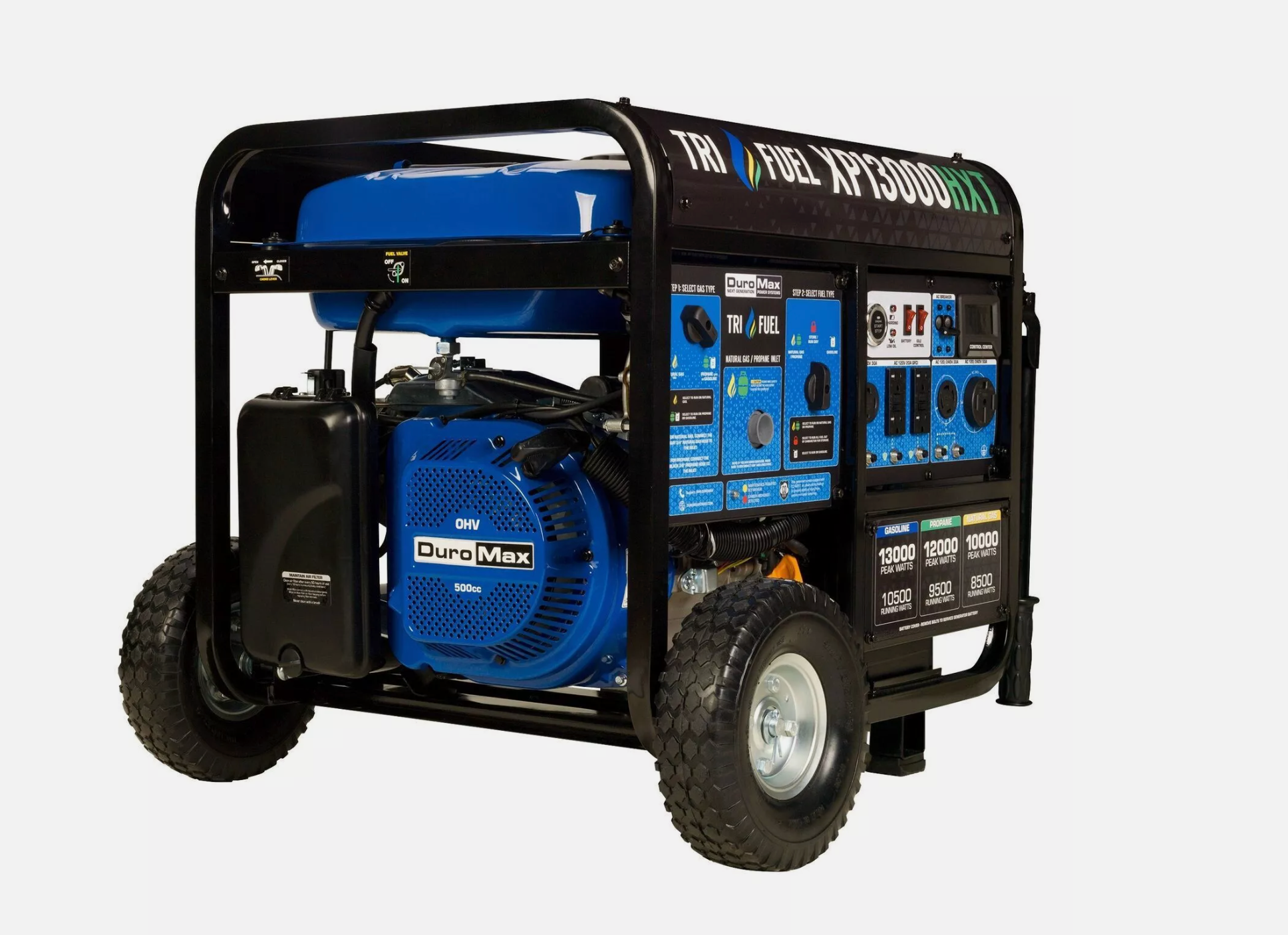 DuroMax XP13000HXT 13,000W Electric Start Tri-Fuel Portable Generator w/CO Alert