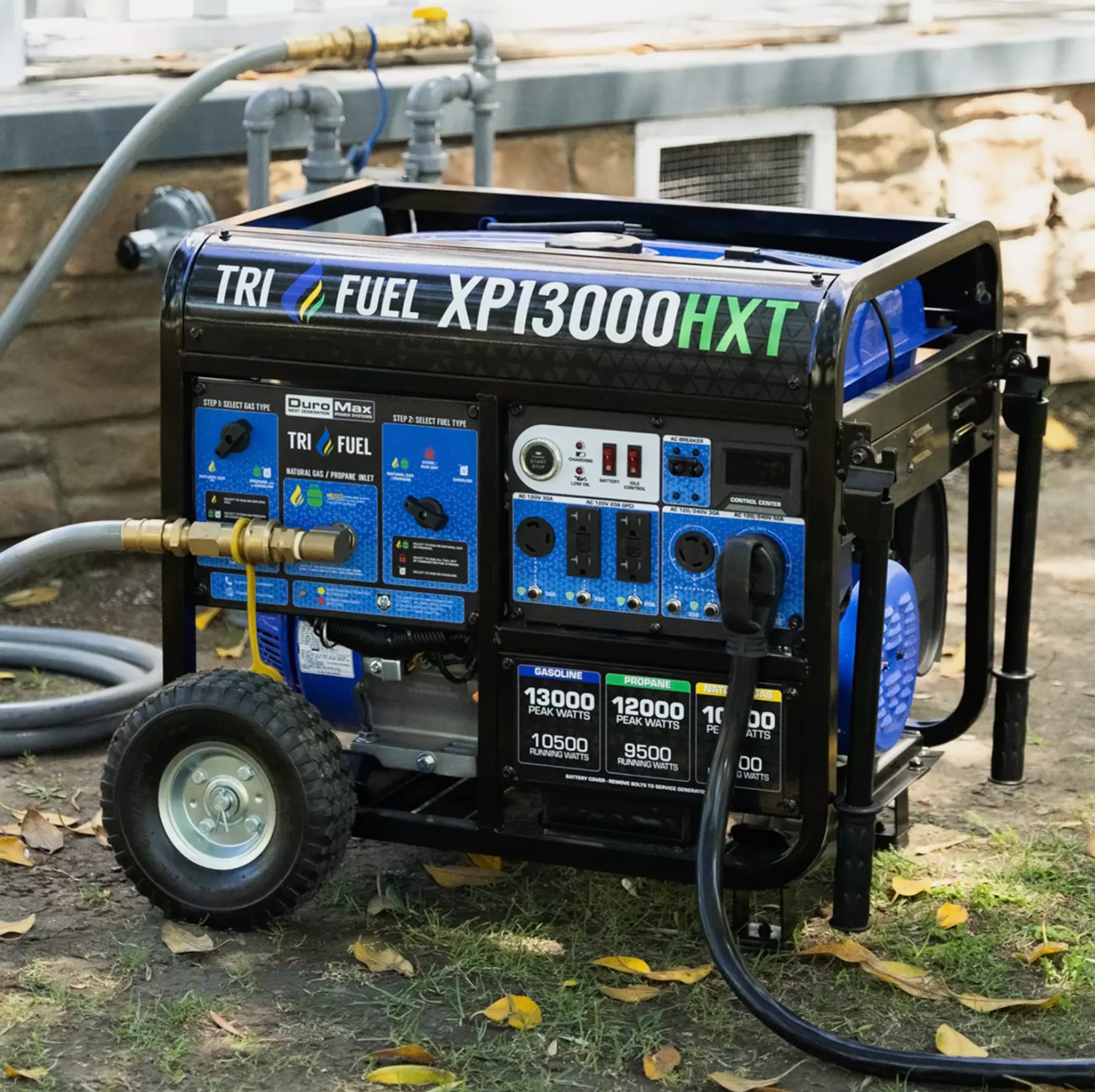 DuroMax XP13000HXT 13,000W Electric Start Tri-Fuel Portable Generator w/CO Alert